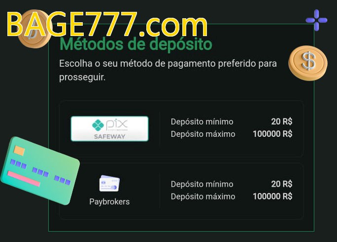 O cassino BAGE777.combet oferece uma grande variedade de métodos de pagamento